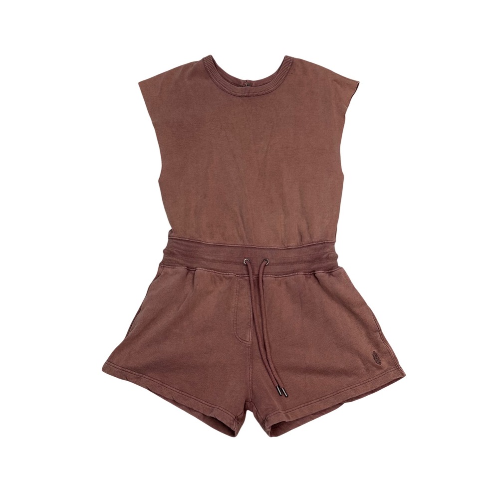 Free People Movement Hot Shot Romper Mauve Pink Open Back Sweat Shorts Small